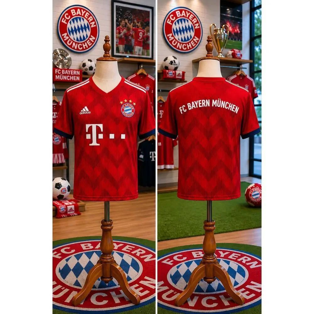 Adidas FC Bayern München Youth Soccer Jersey Size XL Red Climalite Graphic Print